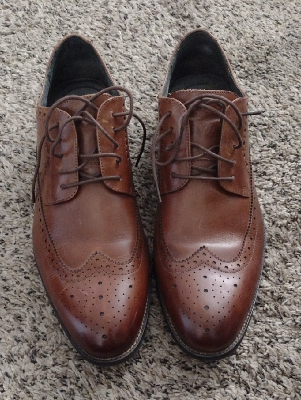 Men's Brown Leather Wingtip Dress Shoes